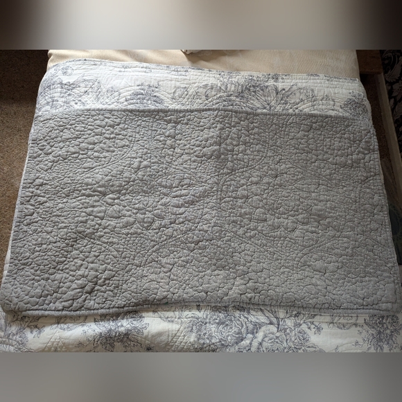 Pottery Barn Belgium Flax Linen Floral Stitch King Shams Set Of 2 - Picture 4 of 9